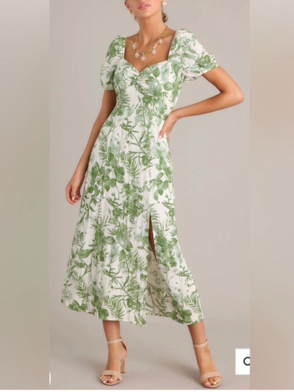 Sweet Wanderer Midi Dress NWT Green Floral Vacation Resort